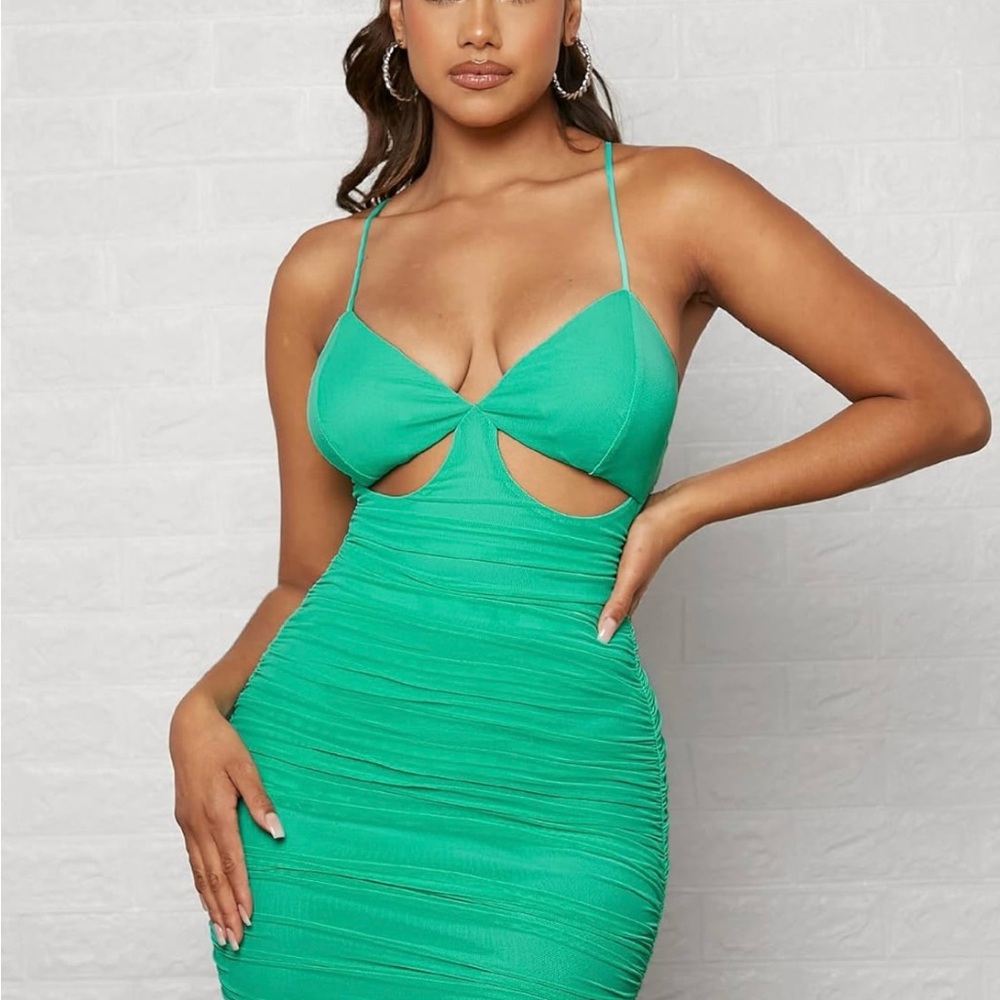 Privy Vibrant Green Cutout Midi Dress